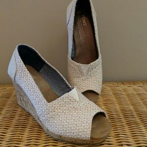 Toms Cork & Linen Wedges Size 7